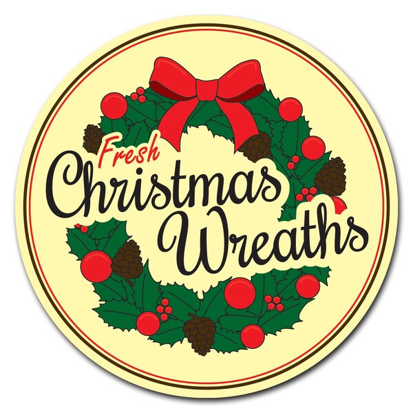 Signmission Christmas Wreaths Circle Corrugated Plastic Sign C-36-CIR-Christmas Wreaths - main